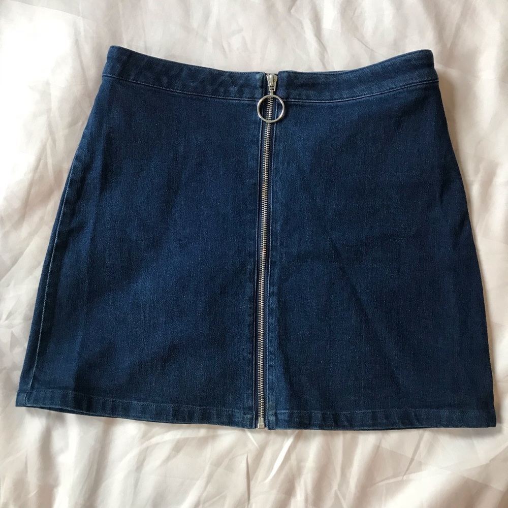 Forever21 zip front denim mini skirt
